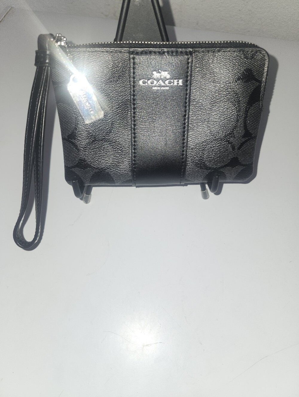 Coach Signature Canvas Corner Zip Wristlet